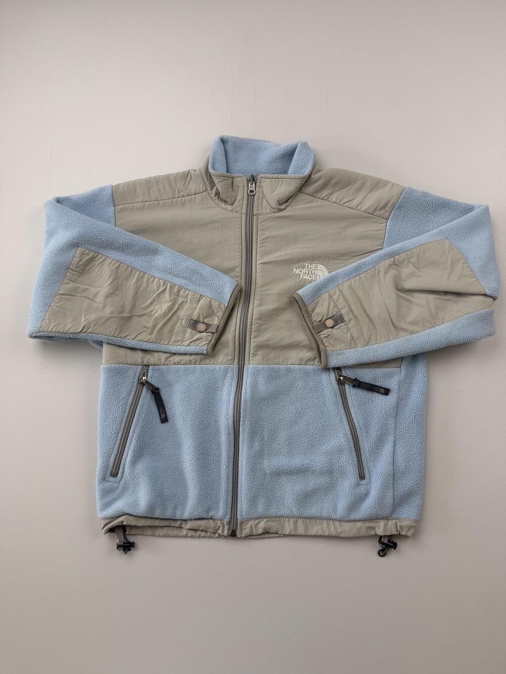 The North Face Jacket Youth Medium Blue Gray Fleece Colorblock Full Zip Winter